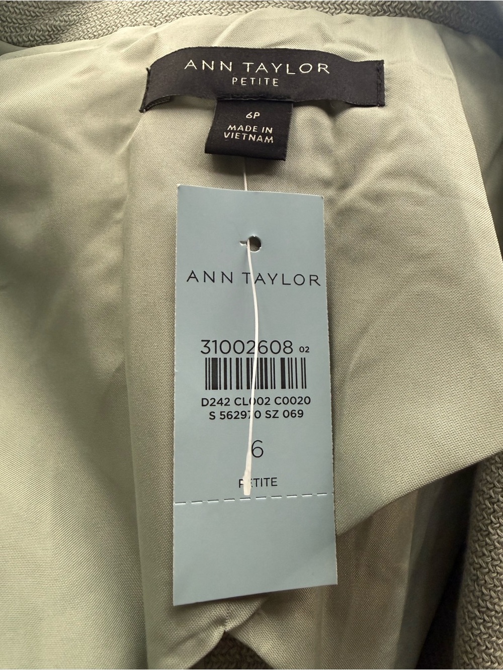 Ann Taylor Petite Sage Green Textured Blazer Jacket 6P NWT - Picture 4 of 5